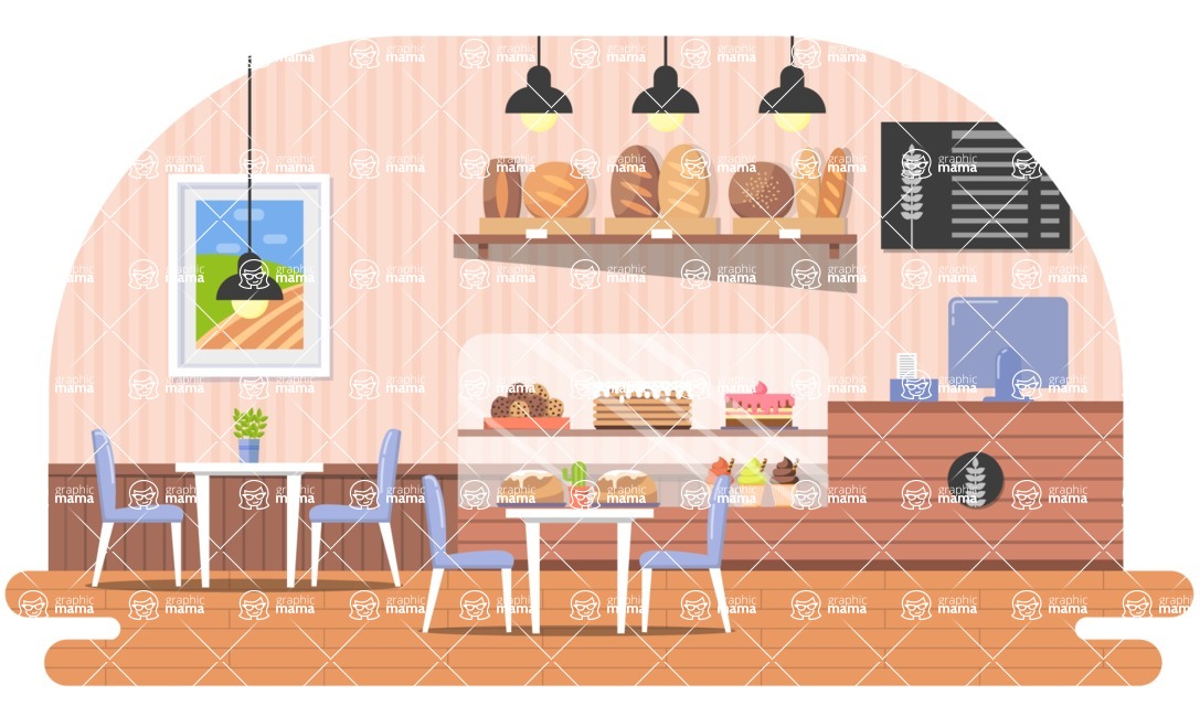 Vector Landscape Mega Bundle - Flat Bakery Illustration Vector Background